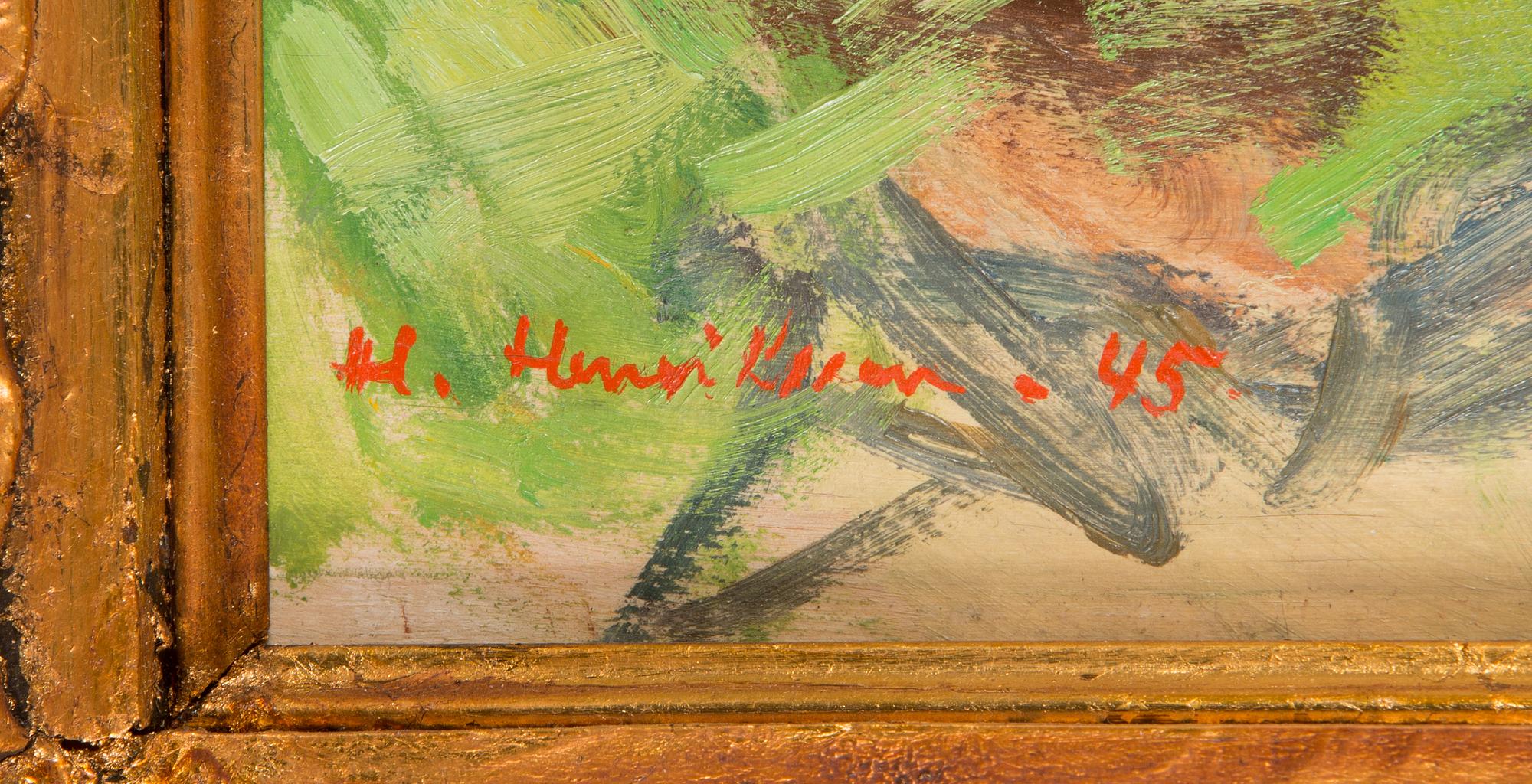 Harry Henriksson, öljy kankaalle, signeerattu ja päivätty -45.