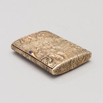 A silver gilt cigarette case by Ivan Katorskij, Saint Petersburg 1896-1908.