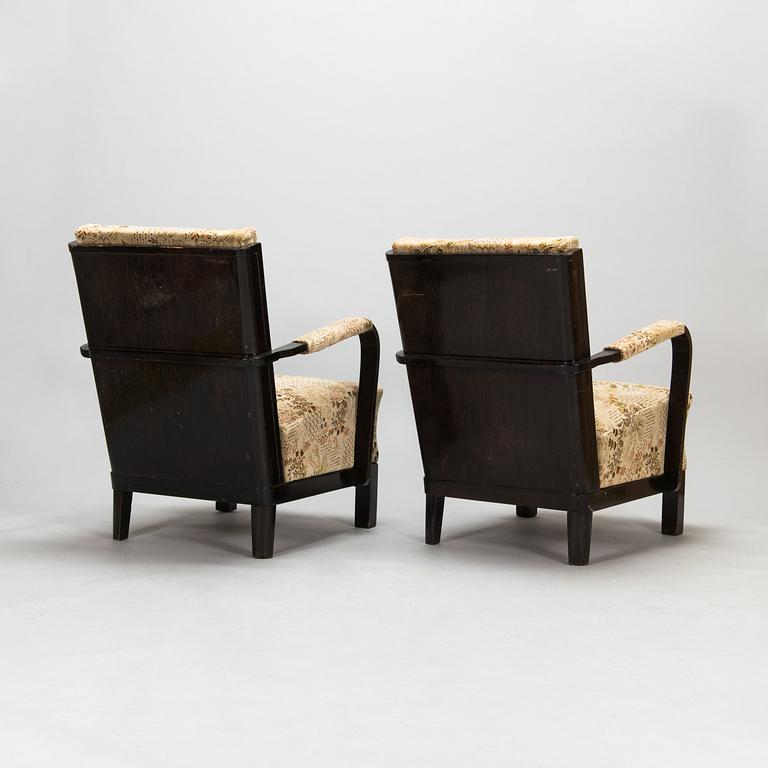 A pair of 1930s 'Panu' armchairs model 234, Asko Finland.