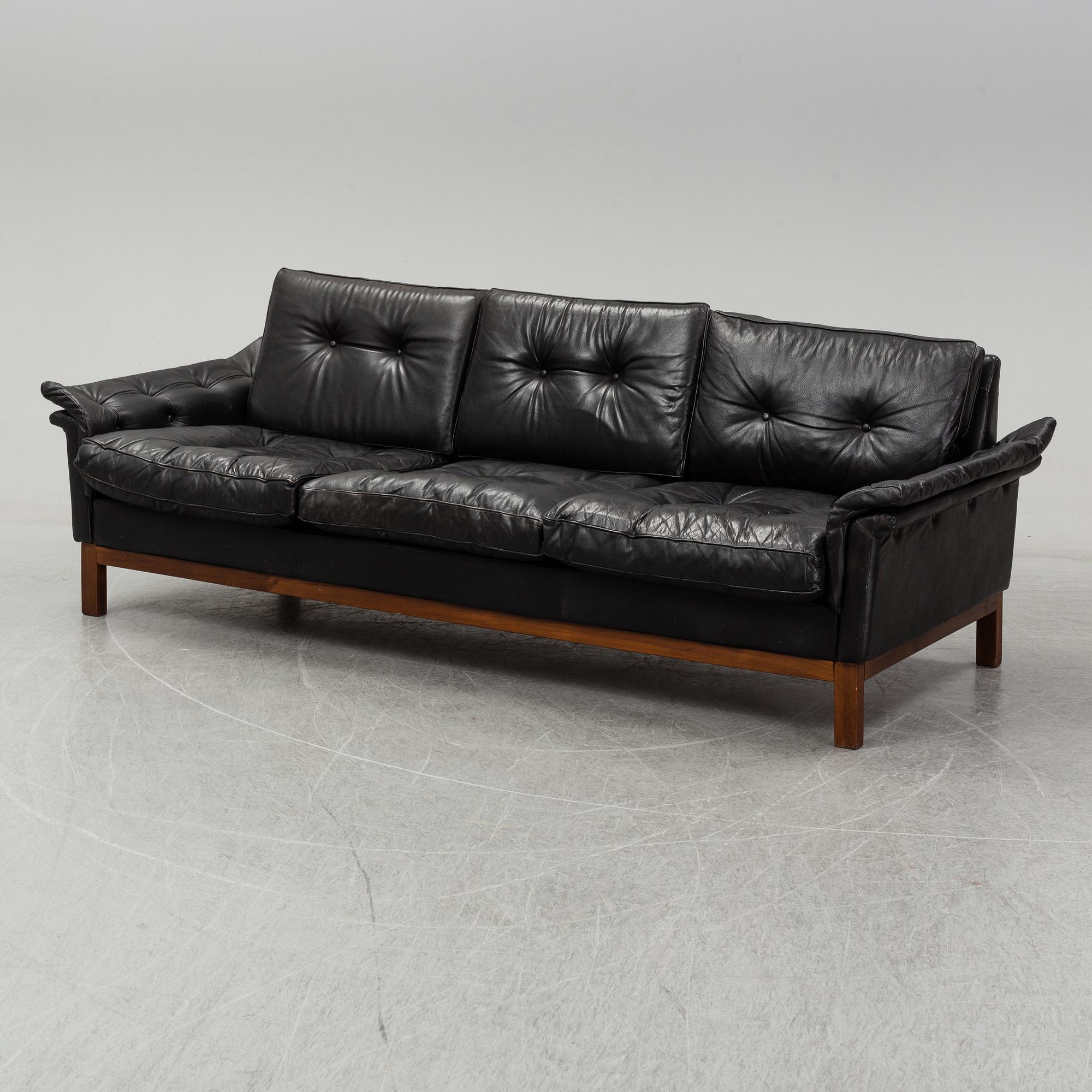A 'Kardinal' leather sofa, IKEA, 1960/70s.