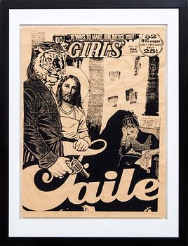 FAILE, screenprint on creased paper, signed and dated 2004.