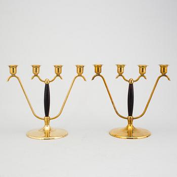 KANDELABRAR, ett par, mässing, O. H. Lagerstedt, Eskilstuna, 1950-tal.