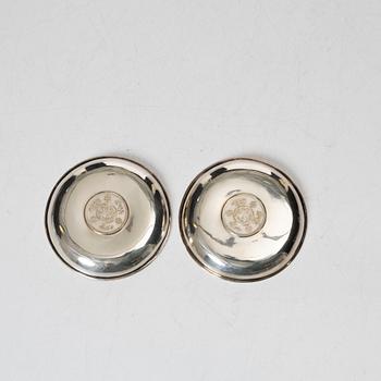 A pair of Thai silver coasters, 20th century.