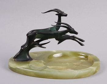 ASKFAT, brons och agat, art deco, 1930/40-tal.