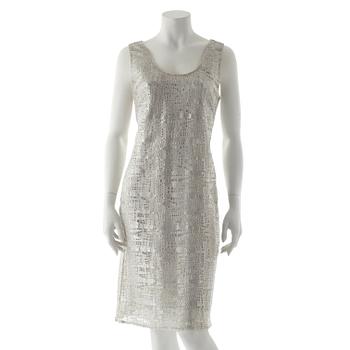 ESCADA, a silver colored sleeveless dress.