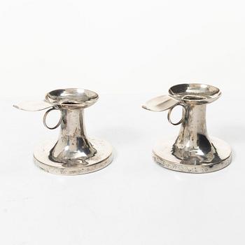 Olaus Hasselquist, a pair of silver night candle sticks, Sweden, 1781.
