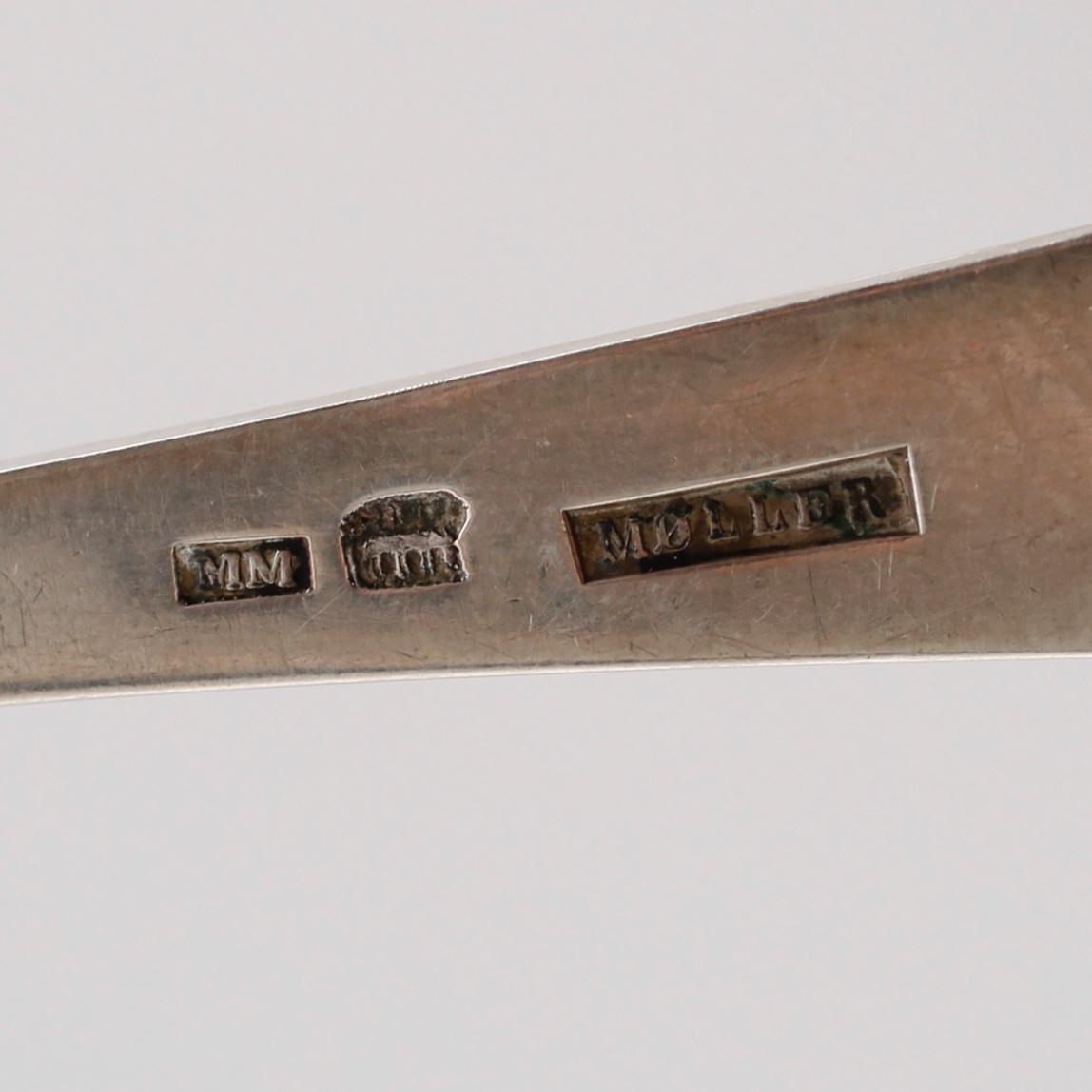 BESTICK, 9 delar snarlika, silver, Danmark, 1800-/1900-tal. Vikt ca 411 gram.