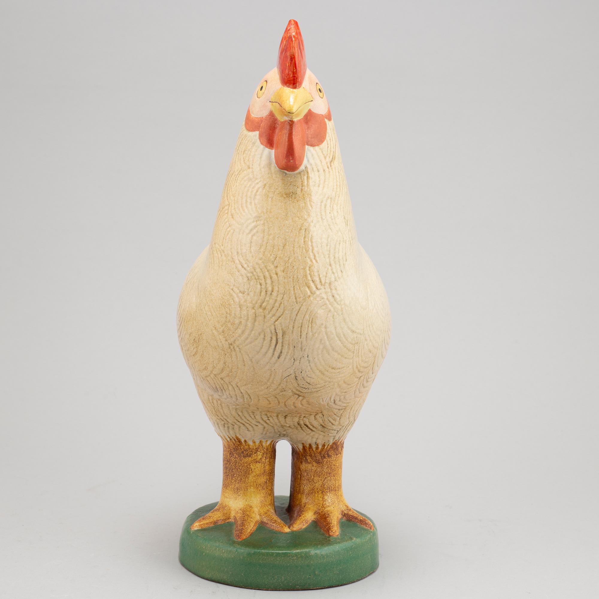 Lisa Larson, a stoneware figurine of a rooster, K-studion, Gustavsberg.