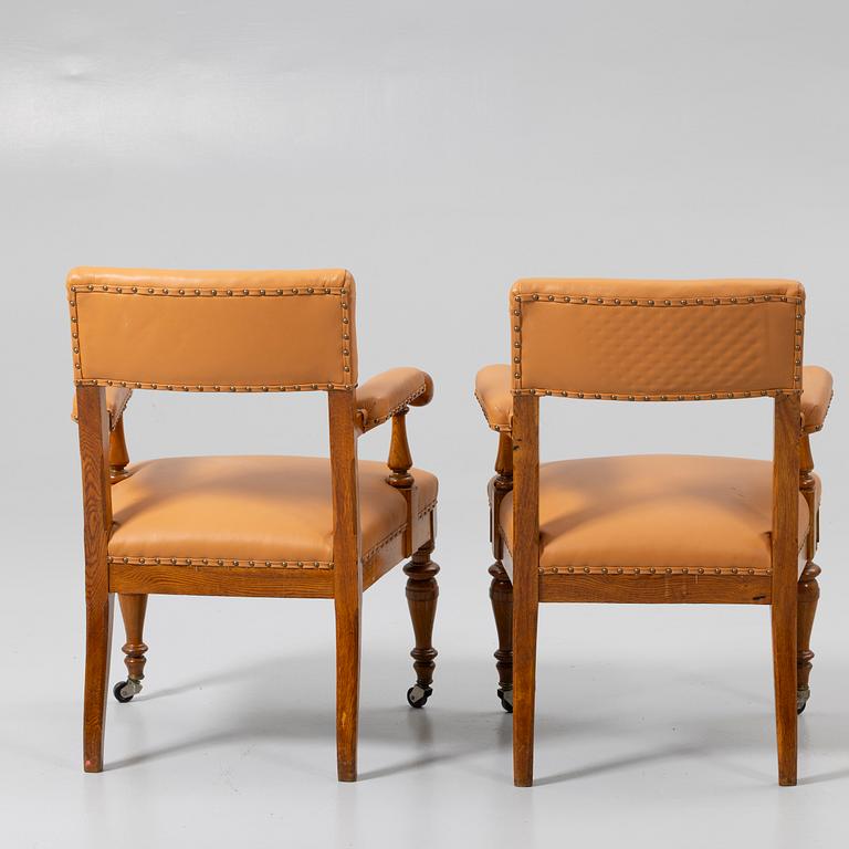 Armchairs, a pair, probably England, early 20th century.