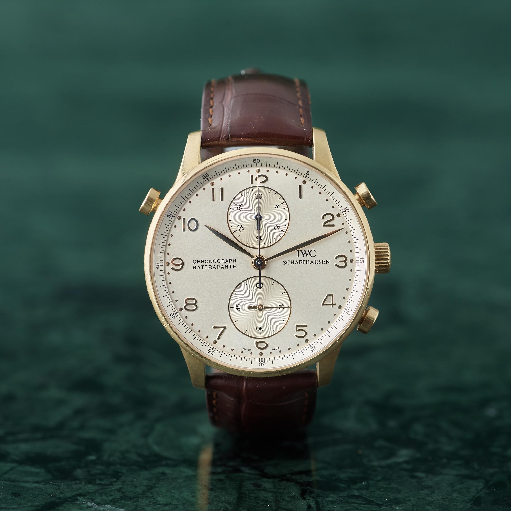 IWC, Schaffhausen, Portugieser Chrono-Rattrapante, chronograph, wristwatch, 41 mm,