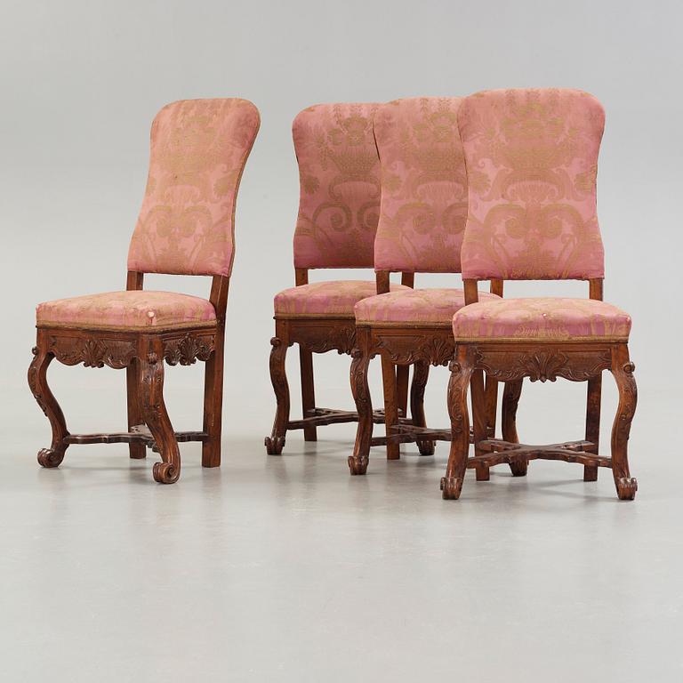 Four Régence 18th century chairs.