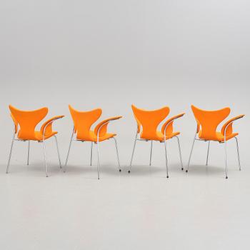 KARMSTOLAR, 4 st, "Måsen" Arne Jacobsen, Fritz Hansen, 1973.