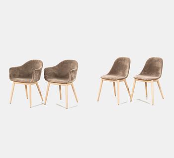 Norm Architects "Harbour Dining Chair" armchairs, a pair, and chairs, a pair, for Audo Copenhagen, contemporary.