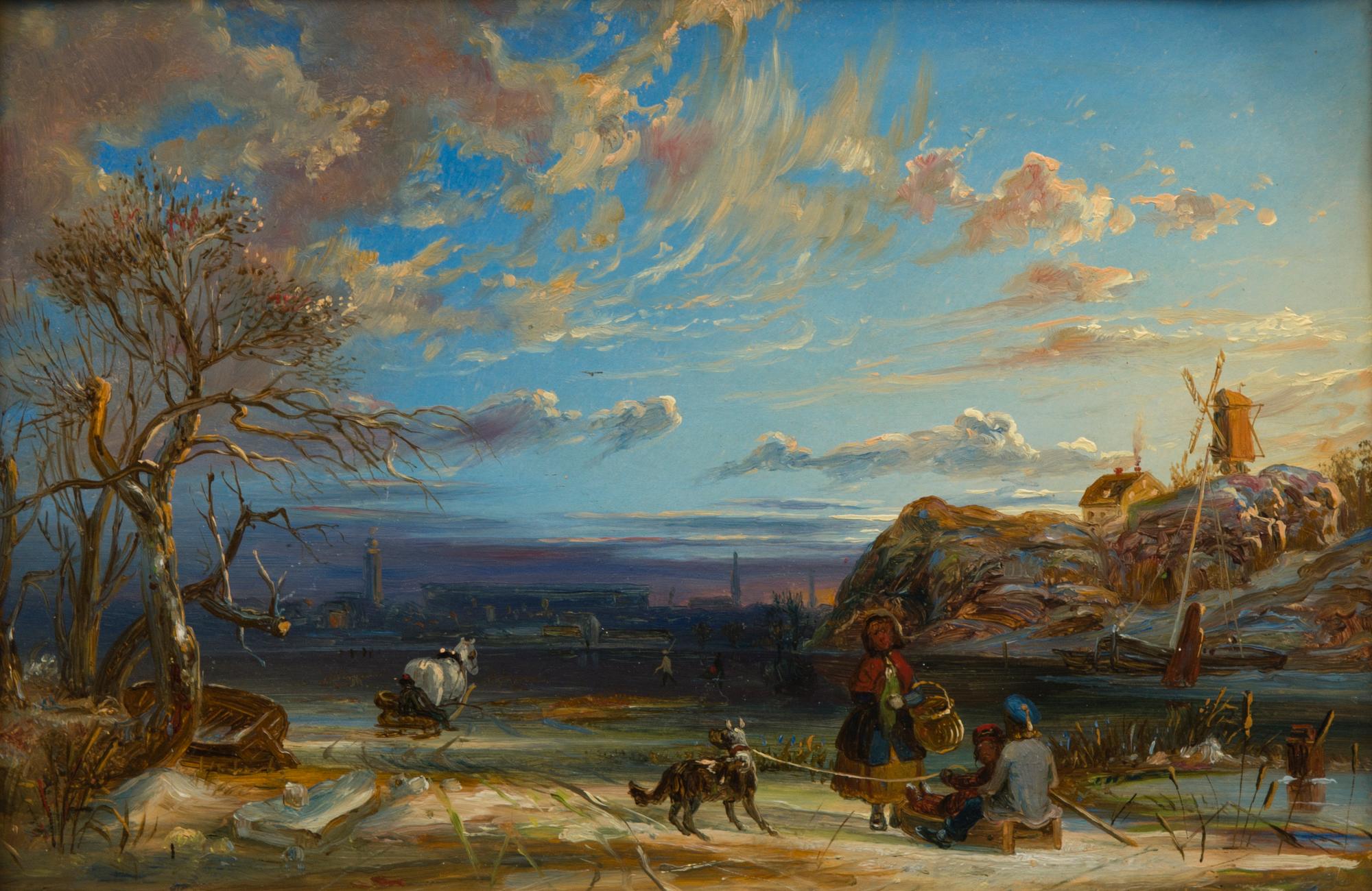 OKÄND KONSTNÄR, olja på kartongskiva, 1800-talets andra hälft.