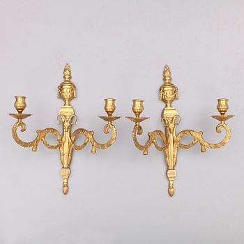 APPLIQUER, 1 par, mässing,  empirestil, 1900-talets första hälft.