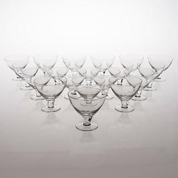 A 114-piece 'GN 46' glassware set for Nuutajärvi Notsjö, Finland. In production 1949-1969.