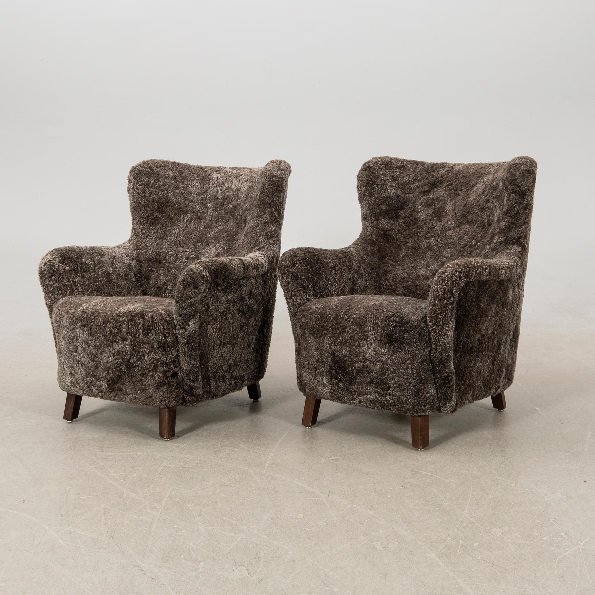 Armchairs, a pair, Asko Finland 1940s.