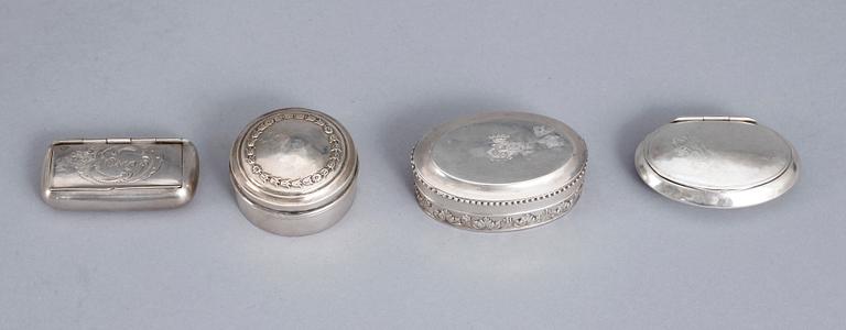 DOSOR, 7 st, silver, mestadels Tyskland, 1800-talets andra hälft - 1900-talets första hälft. Tot silvervikt ca 243 gram.