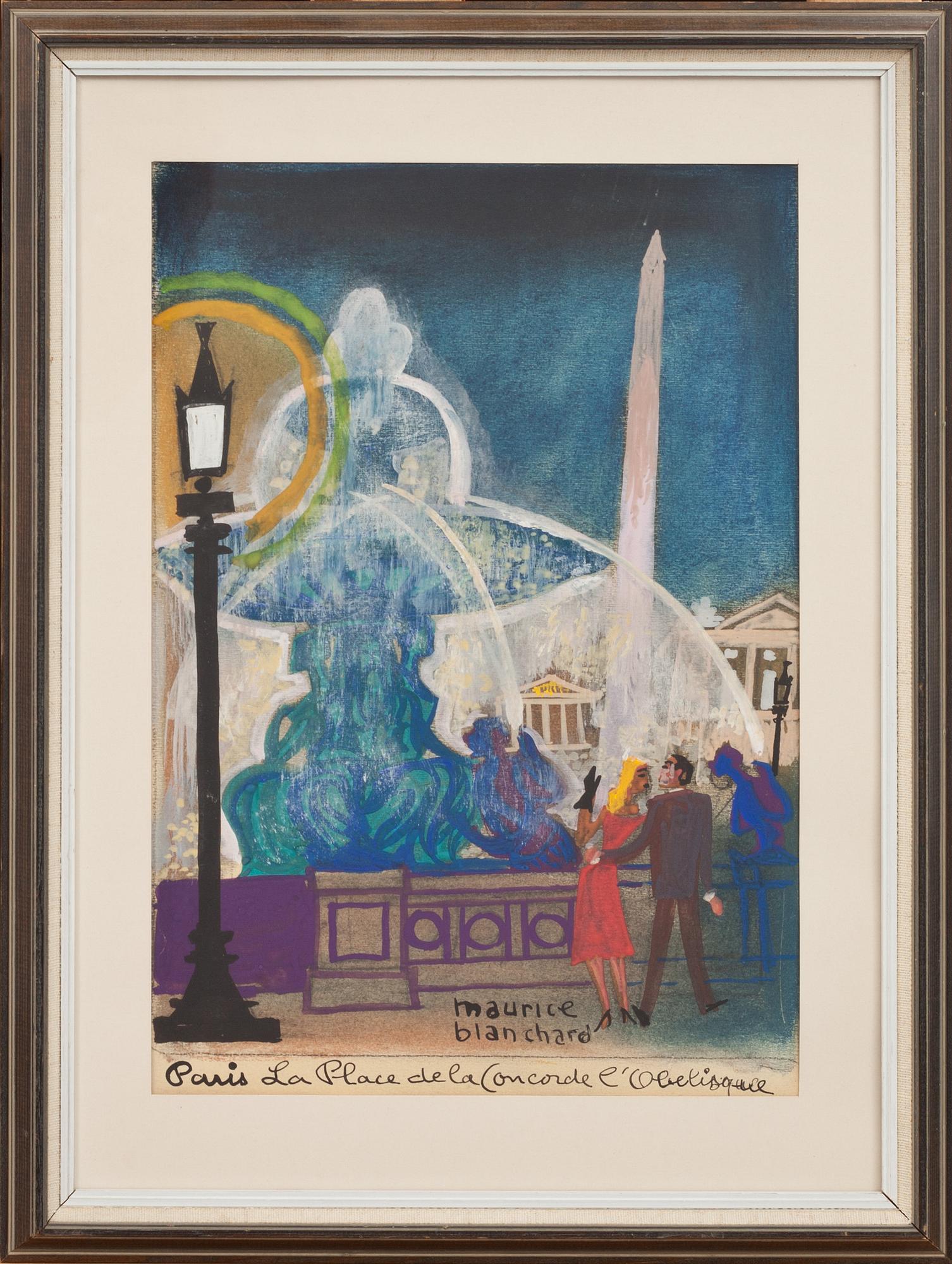 MAURICE BLANCHARD, gouache/blandteknik. Signerad.