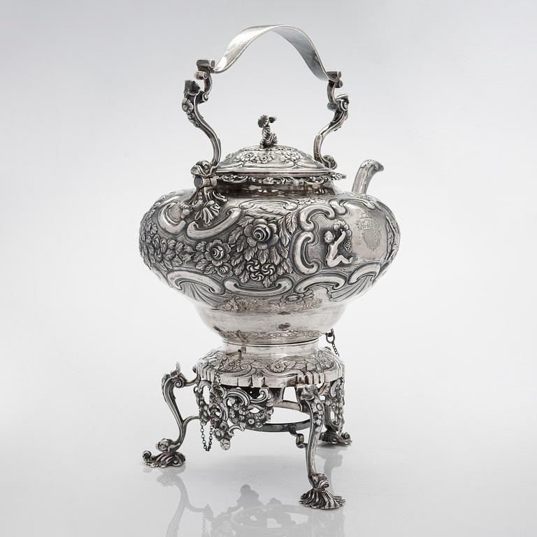 A Georgian seven-piece, sterling silver tea and coffee set, maker's mark of Joseph Angell, London 1817-1823.