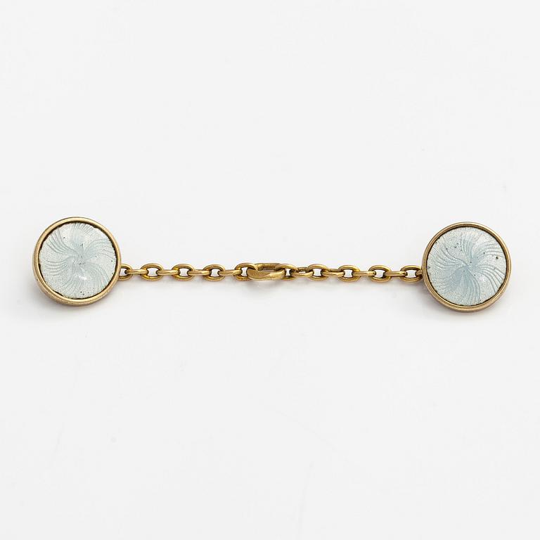 Kultanapit, 14K (56) kultaa, emalia, Pietari, vuosidan vaihde 1800/1900.