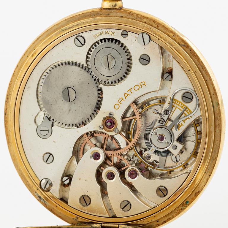 Orator, 18K guld, fickur, 49 mm.