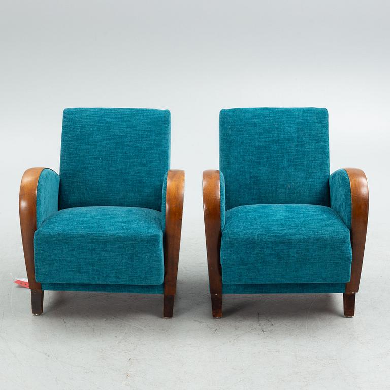 Armchairs, a pair, 1930s/40s.