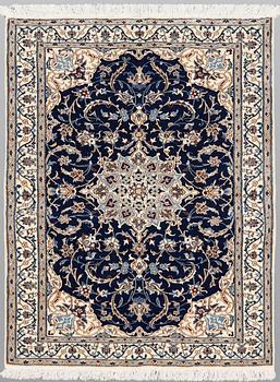 A part silk Nain rug, so called 6 LAA, ca 140 x 98 cm.