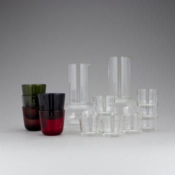 GLAS & KARAFFER, 15 delar, Kaj Franck, Notsjö, 1950/60-tal.