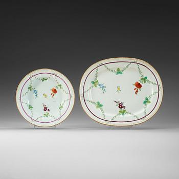 A famille rose serving dish and four soup dishes, Qing dynasty, Qianlong (1736-95).