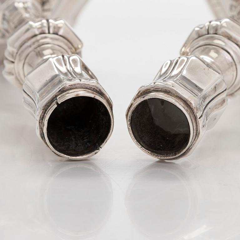 A pair of 18th-Centuty French silver candlesticks, maker's mark of Jean-Joseph Falguière (active in Dinan 1744-1773).