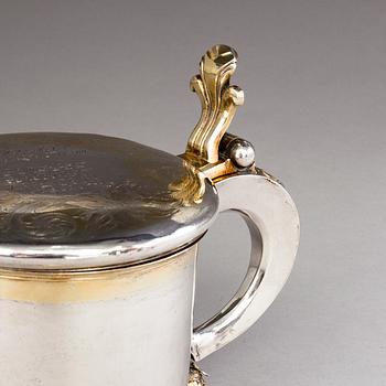 CHRISTOPHER RICHTER, A baroque parcel-gilt silver tankard, Stockholm 1691.