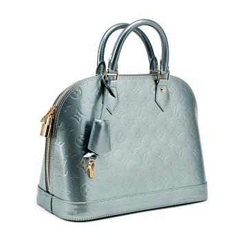 686. LOUIS VUITTON, a blue vernis top handle bag, "Alma".