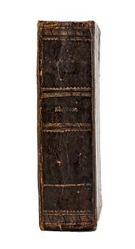 KOKBOK, "Hjelpreda i hushållningen för unga fruentimber" av Cajsa Warg, 1:a upplagan, Stockholm 1755.
