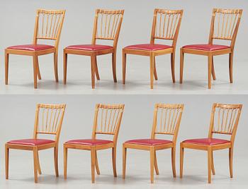 Josef Frank, A set of eight Josef frank walnut and rattan chairs, Svenskt Tenn, model 1165.