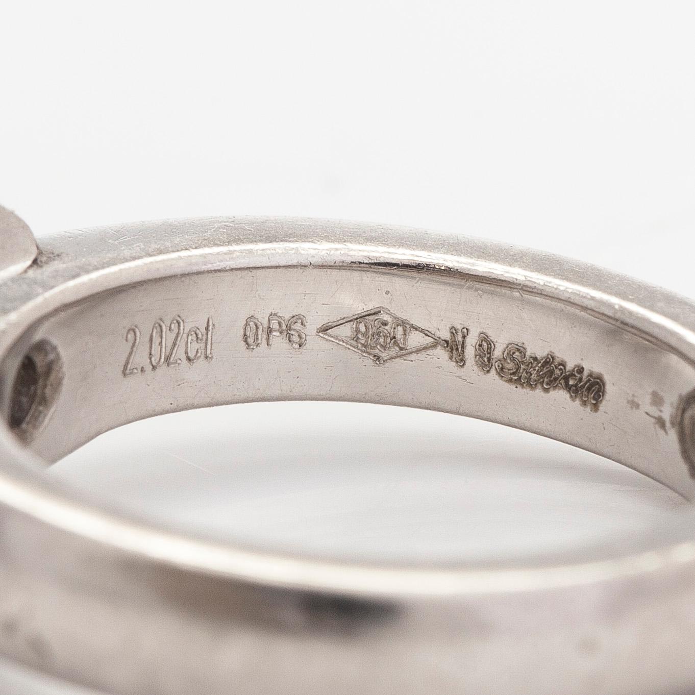 A platinum ring, set with a brilliant-cut diamond approximately 2.02 ct. With certificate.