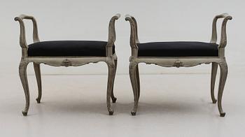 TABURETTER, 1 par, rokokostil, 1900-tal.