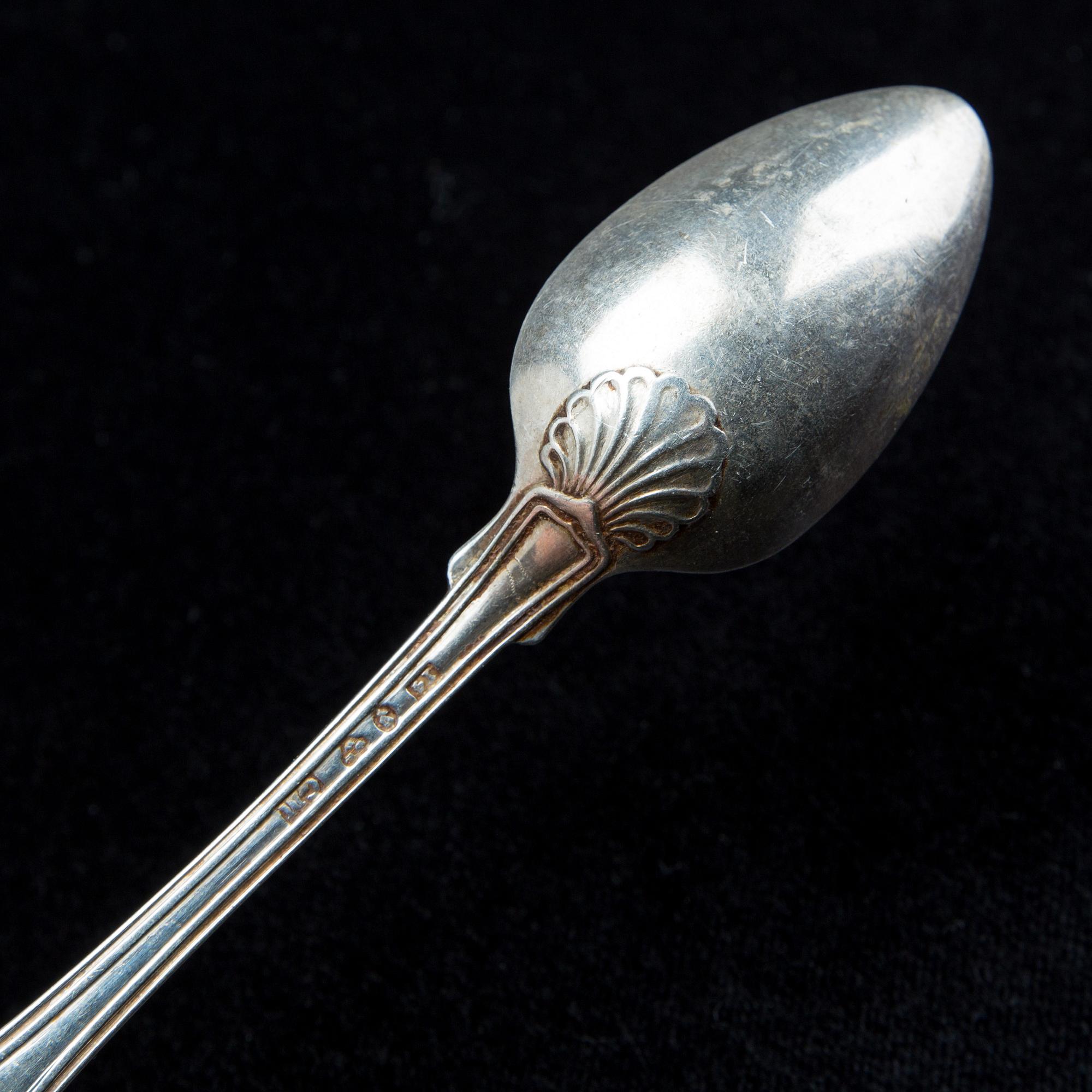 DIV. BESTICK, 12 delar, silver 1800-tal. "Engelsk snäck".