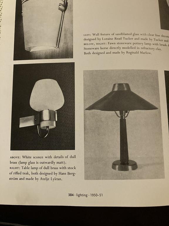 Hans Bergström, two table lamps, model "716", ateljé Lyktan, Sweden 1940-50s.