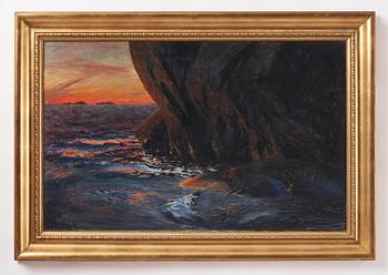Bruno Liljefors, "Otters by the sea, sunset".