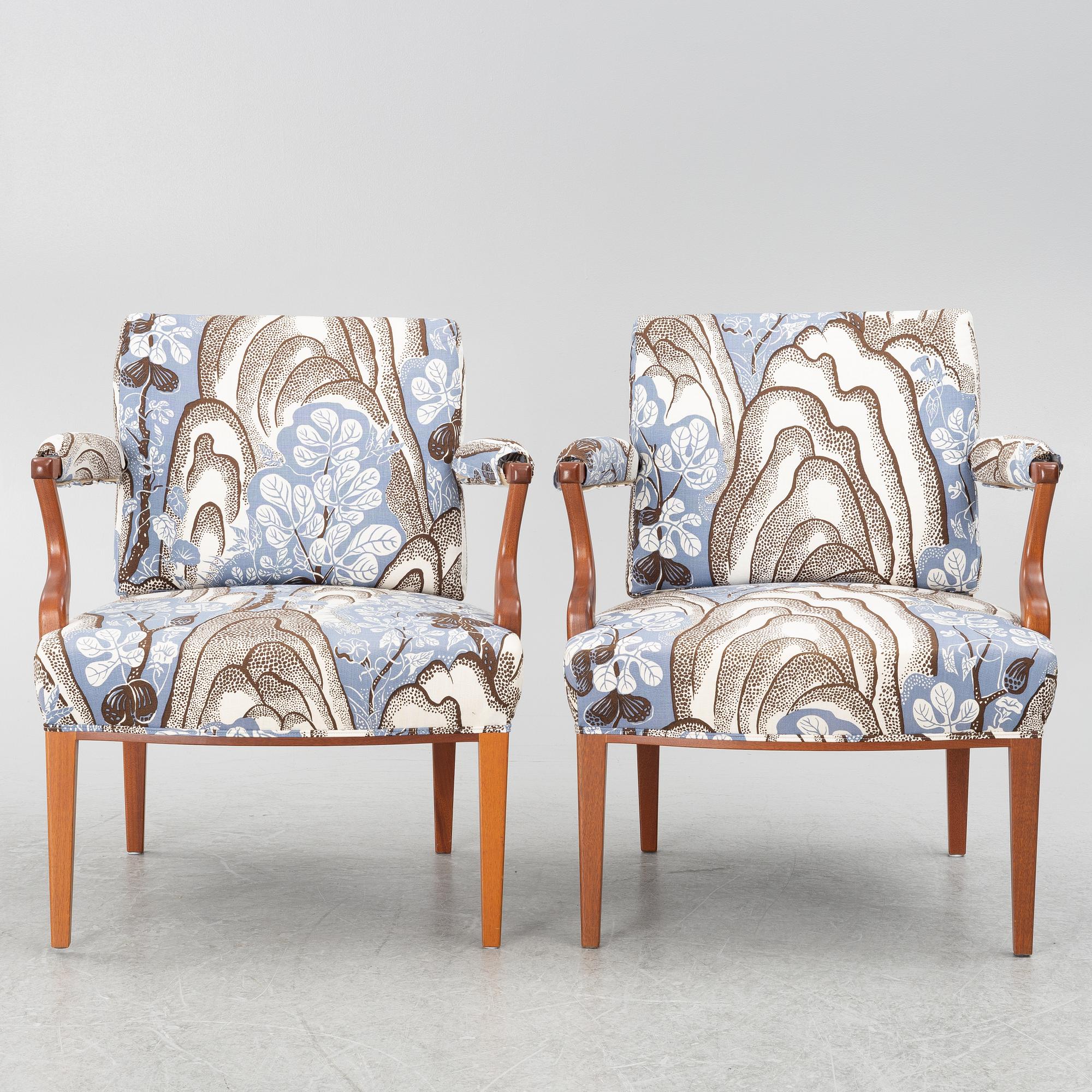 Josef Frank, armchairs, a pair, model 969, Svenskt Tenn.