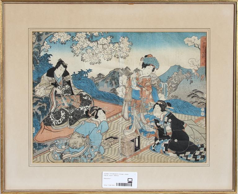 TOYOKUNI III, troligen, diptyk, träsnitt. Japan, 1800-tal.