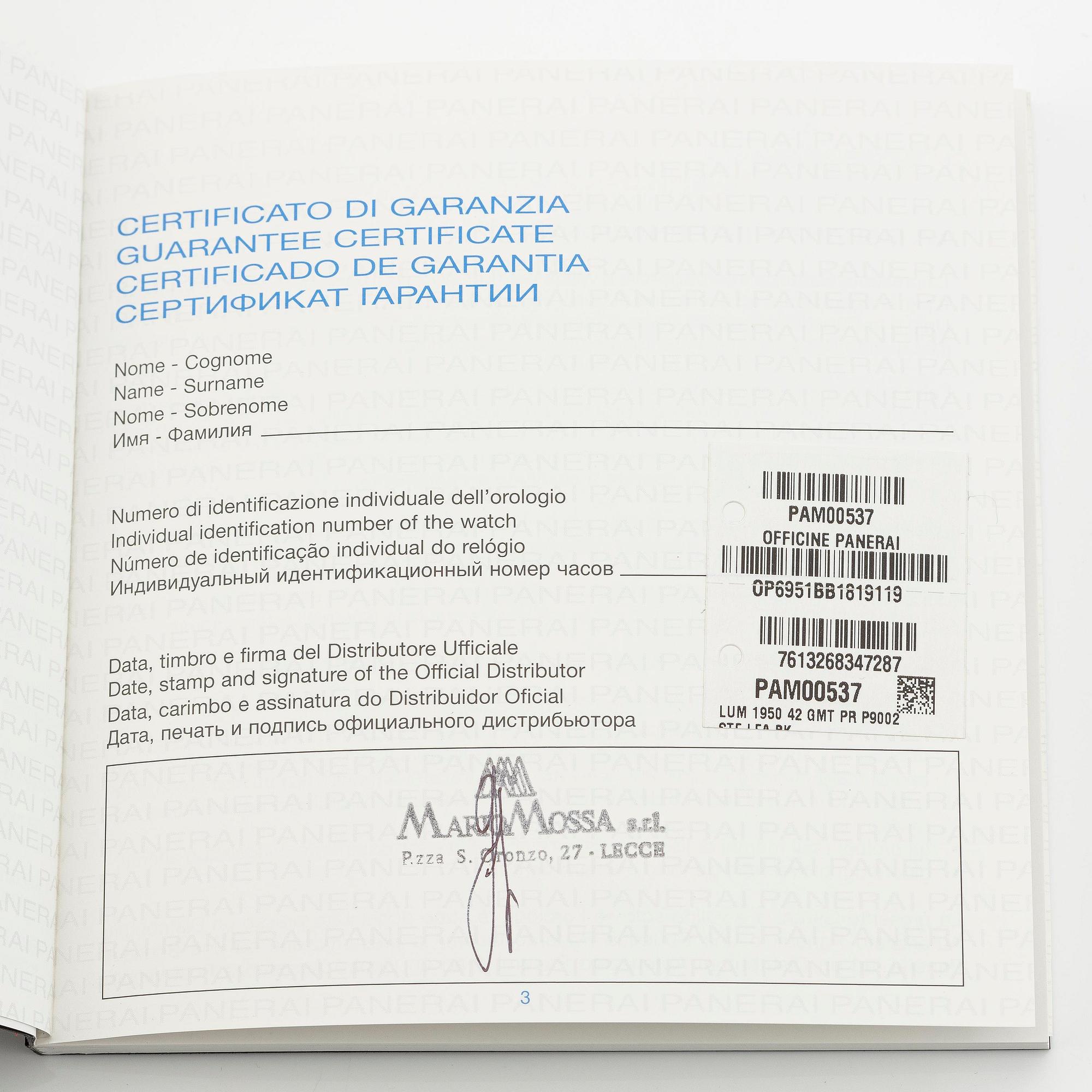 Panerai, Luminor, 1950, 3 Days GMT, ca 2016.