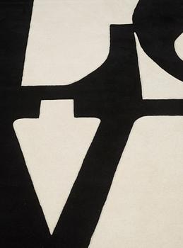 Robert Indiana, CARPET. "Black on White", Chosen love. Hand tufted in 1995. 246 x 245 cm. Robert Indiana.