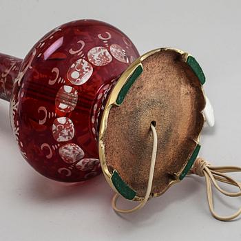A table lamp, so called Bohemian glass, first half of the 20th century.