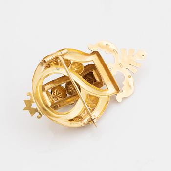 Brooch, 18K gold, GD, Gustaf Dahlgren, Malmö 1874.