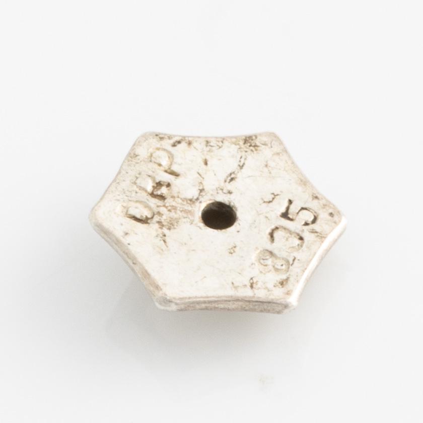 Vivianna Torun Bülow-Hübe, earrings, silver with purple glass drops.