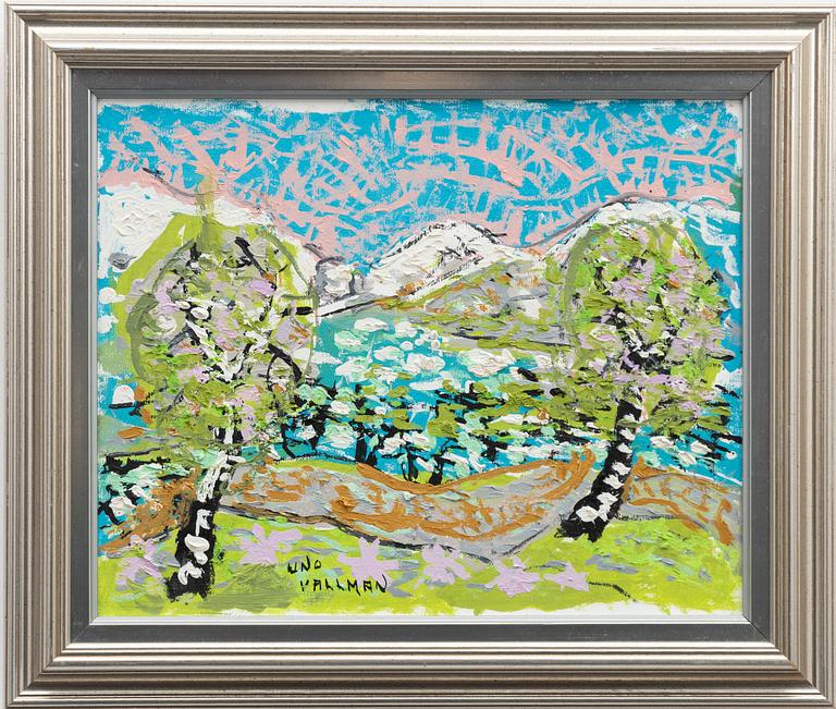 Uno Vallman, Mountain landscape with birches.