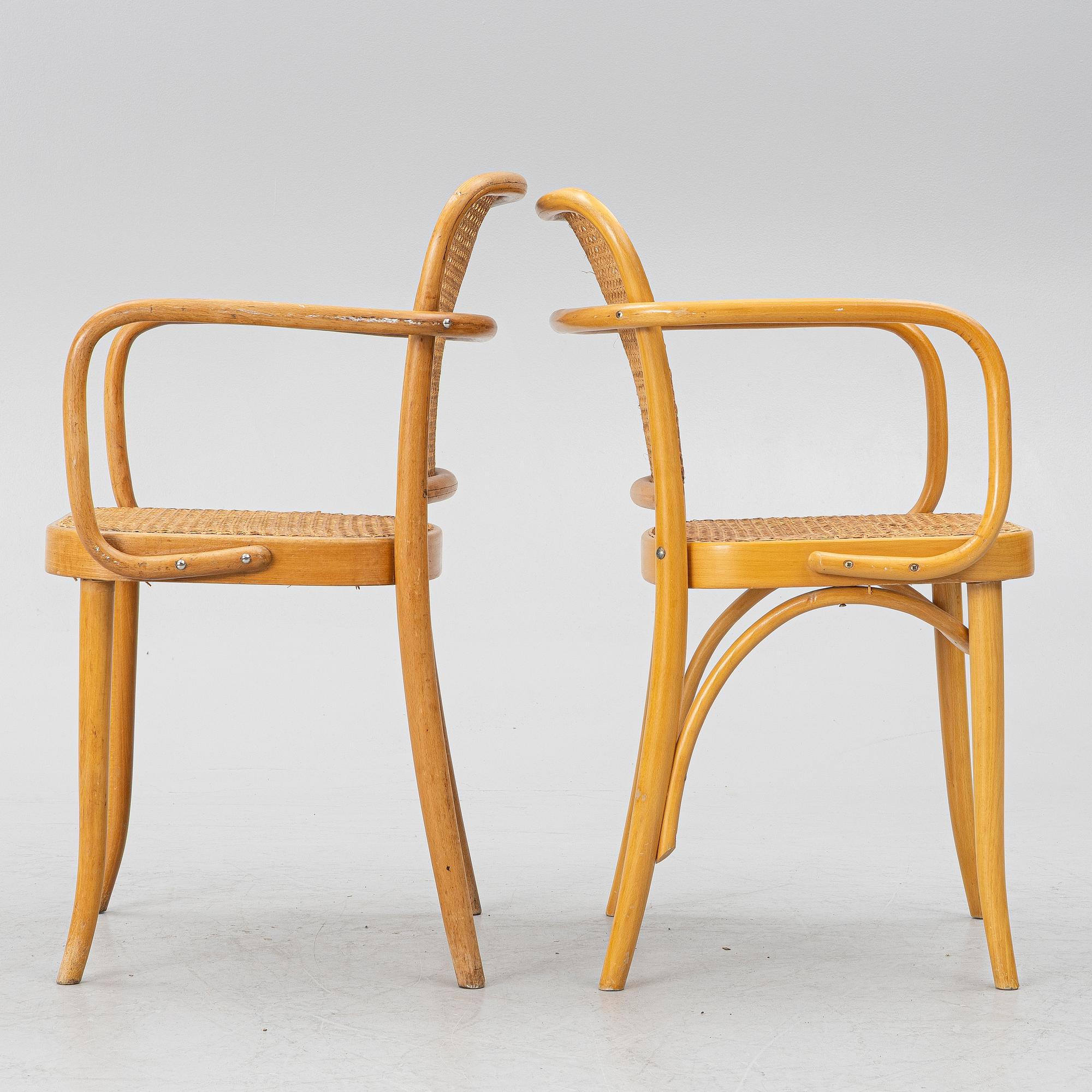 A matched pair of armchairs from Thonet, circa 1900 and late 20th Century.
