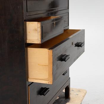 A stained birch veneered secretaire, 1930s.